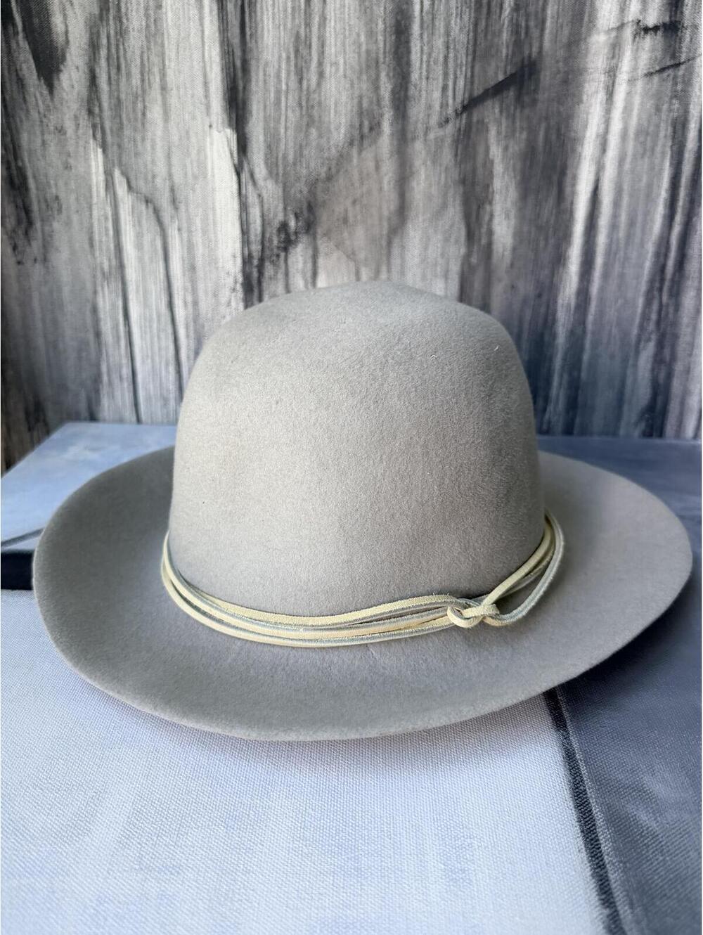 Stone Gray Wool Felt Rancher Fedora Hat XL 24” Boho Western